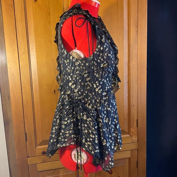 NWOT - DEREK LAM 10 Crosby Metallic Ruffle V-Neck Top - Size 4 - Picture 6 of 10